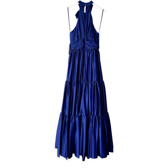 Mac Duggal Ruffle Halter Neck Satin Evening Gown 50658 Size 6 NWT - Picture 10 of 16